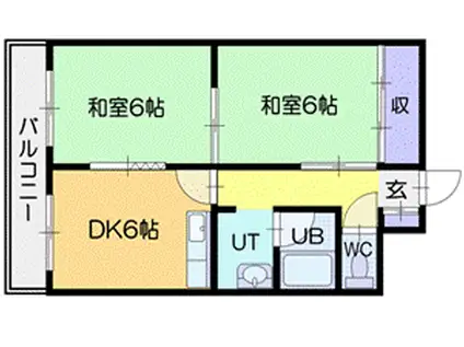 第20松井ビル(2DK/7階)の間取り写真