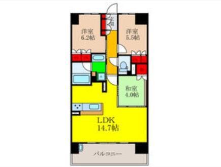 ブランニード水無瀬/10F(3LDK/10階)の間取り写真