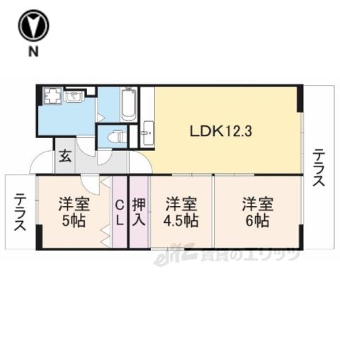 シャルル津田(3LDK/5階)の間取り写真