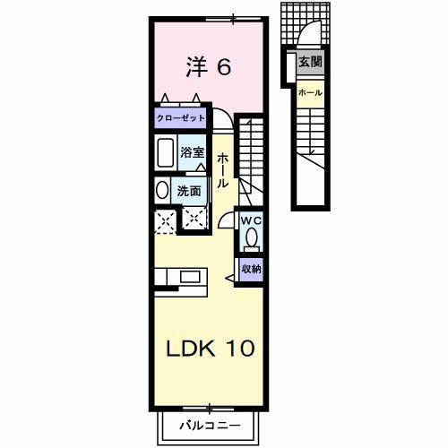 サンレミ葛原A(1LDK/2階)の間取り写真