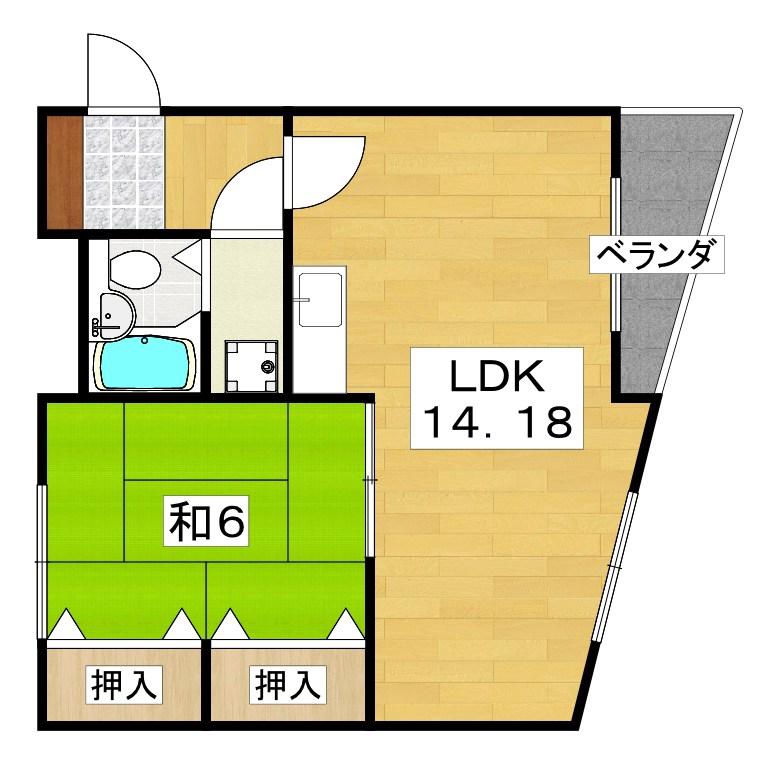 イーストヒルズ東香里(1LDK/4階)の間取り写真