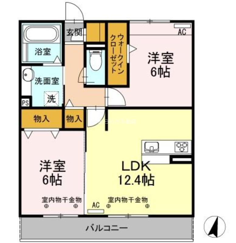 RECENTE和田 B棟(2LDK/2階)の間取り写真