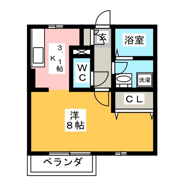 エスポワールA(1K/1階)の間取り写真