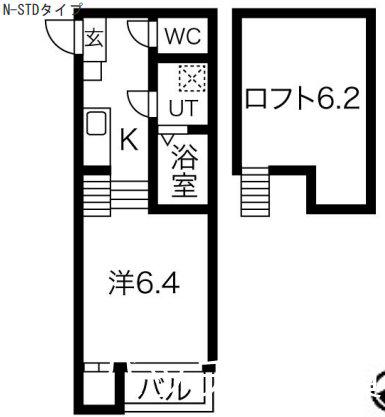 DUPLEX豊田本町(1K/1階)の間取り写真
