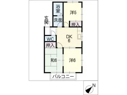グランパス作野A(3DK/2階)の間取り写真