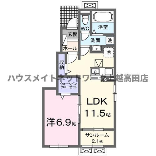 ベル パトリ B(1LDK/1階)の間取り写真