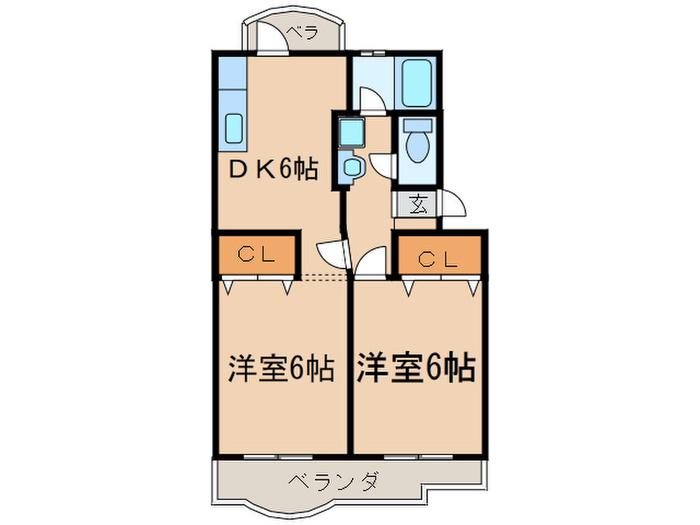 メゾン小野(2DK/1階)の間取り写真