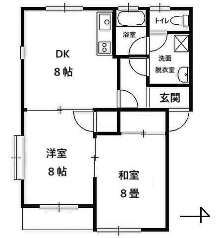 ウエストハイツIII(2DK/1階)の間取り写真