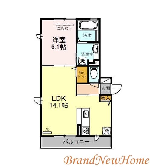 アスールロザーノ(1LDK/3階)の間取り写真