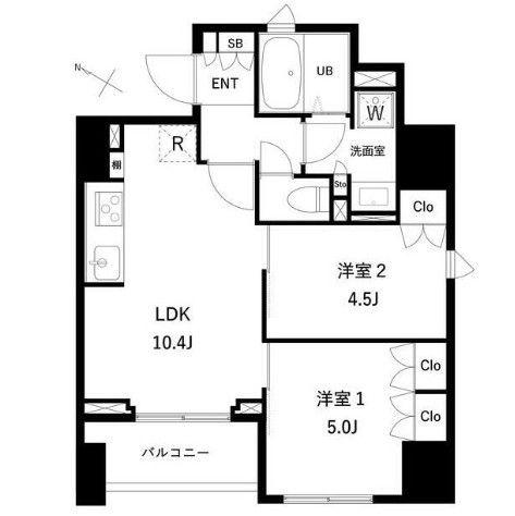 タスキプライムテラス本蓮沼(2LDK/5階)の間取り写真