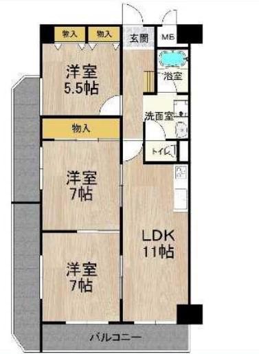 サンメゾン(3LDK/5階)の間取り写真