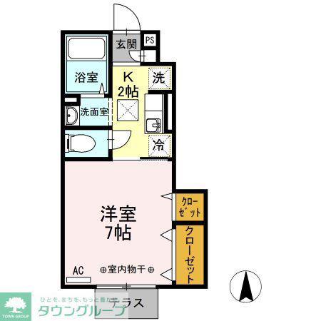クレベール(1K/1階)の間取り写真