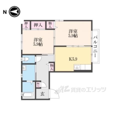 バウソリオC(2K/2階)の間取り写真