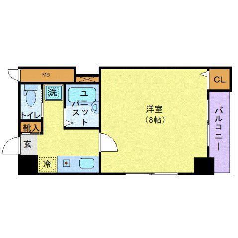 ベルシティ五橋(1K/6階)の間取り写真