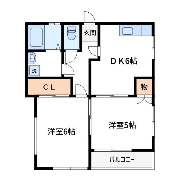 メゾンノース(2DK/2階)の間取り写真