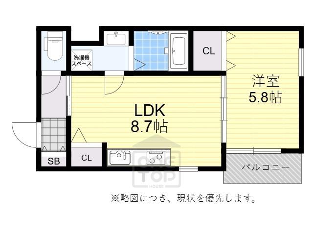 ベリッシモ蛍池(1LDK/1階)の間取り写真
