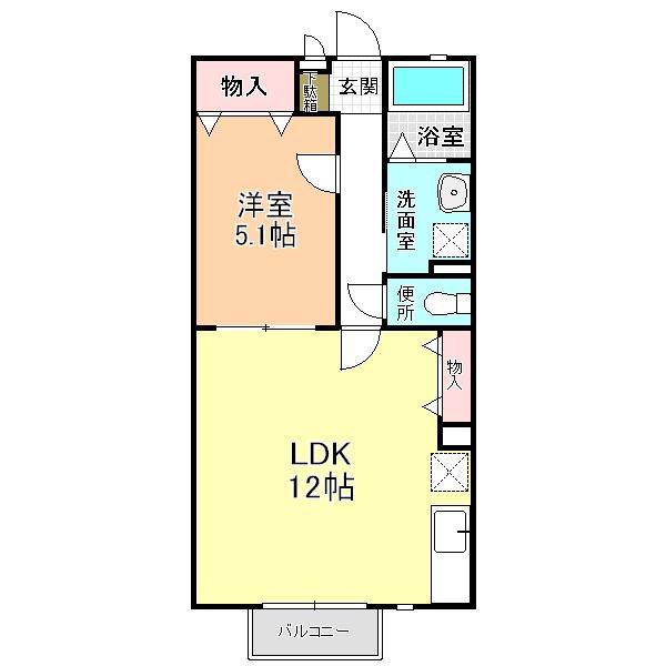 ピュアハイツ稲毛1号棟(1LDK/1階)の間取り写真