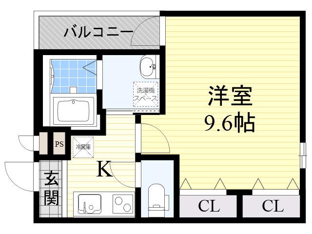 フジパレス都島御幸町Ⅲ番館(1K/1階)の間取り写真