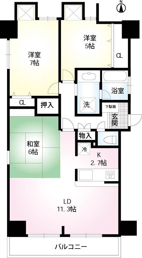 ライツ浦和別所(3LDK/3階)の間取り写真