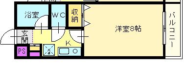 ネスト百舌鳥八幡(1K/2階)の間取り写真