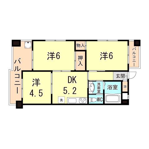 兵庫駅前ガーデンハイツ(3DK/3階)の間取り写真