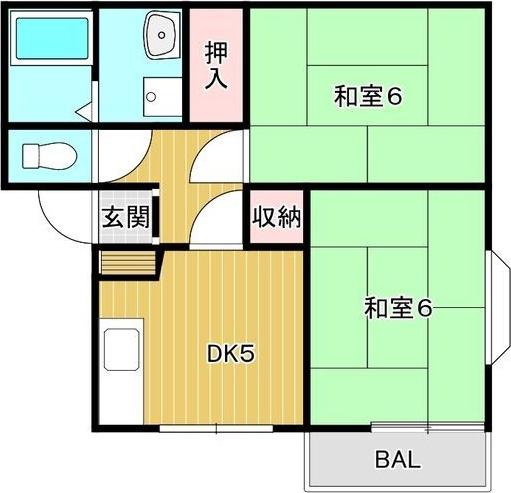 フレグランス小阪 A棟(2DK/2階)の間取り写真