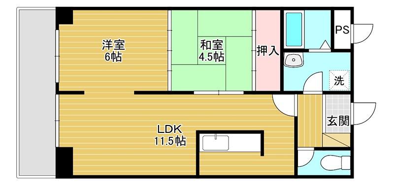 アクトピアTOYAMA(1LDK/5階)の間取り写真