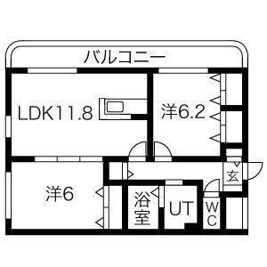 アレックス美園(2LDK/3階)の間取り写真