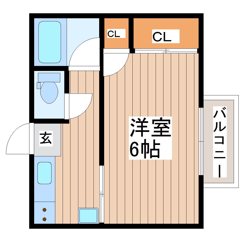 霊屋第二コーポナバタ(1K/2階)の間取り写真