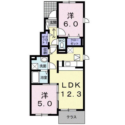 ユリエイルガーデン(2LDK/1階)の間取り写真