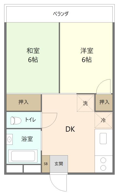 サンハイツ福田(2DK/3階)の間取り写真