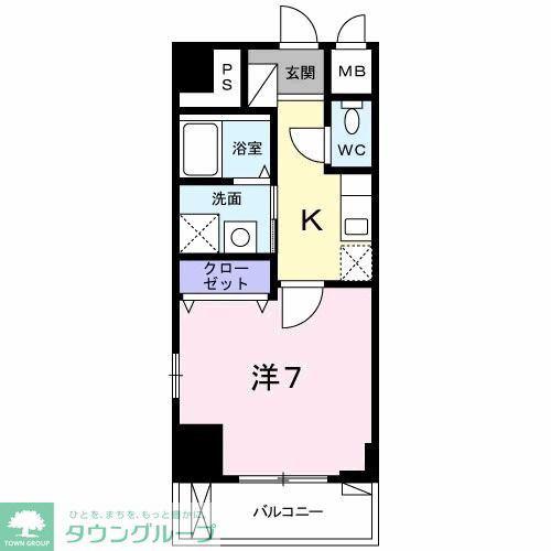 アクアセゾン(1K/2階)の間取り写真