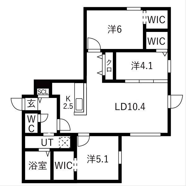 TS COURT ウエスト13(3LDK/2階)の間取り写真