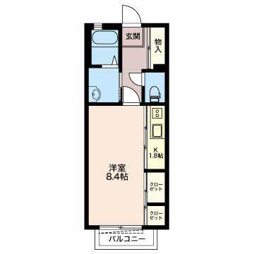 メゾンココット(1K/2階)の間取り写真