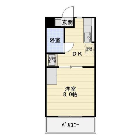 メルカードあさひII(1DK/1階)の間取り写真