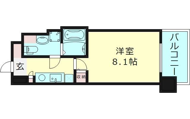 グラマシー京橋(1K/9階)の間取り写真