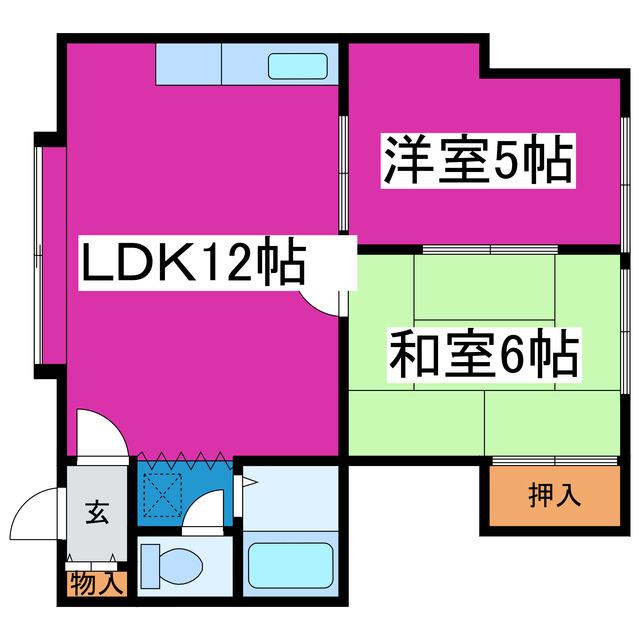 ルミエール西野(2LDK/1階)の間取り写真