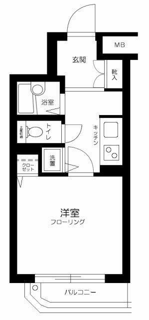 コスモ千早町(1K/3階)の間取り写真