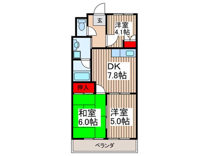 スペリオルK(3DK/2階)の間取り写真