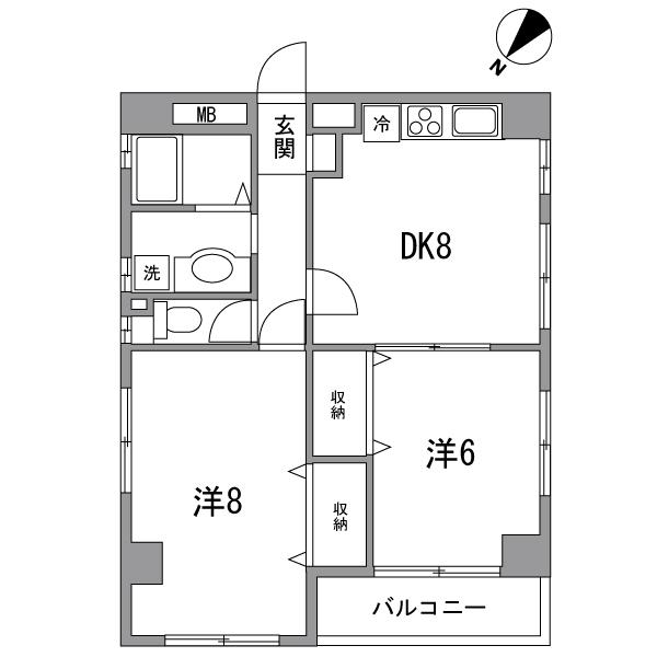 K.B-MORISHITA(2DK/2階)の間取り写真