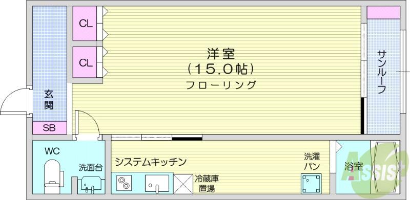 LETOIT FC(1K/1階)の間取り写真