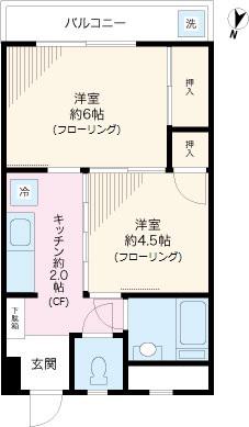 大熊マンション(2K/5階)の間取り写真