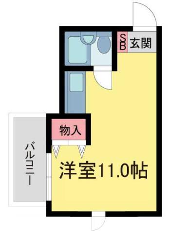 アイビーコートI(ワンルーム/2階)の間取り写真