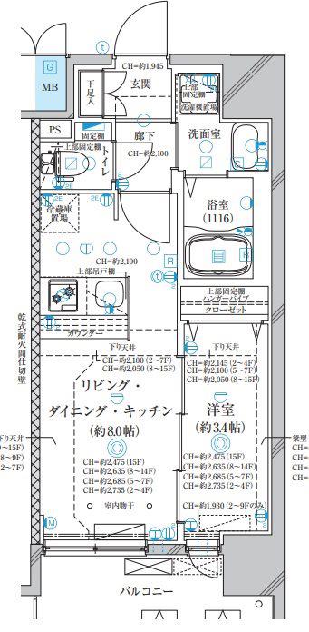 ディアレイシャス尾頭橋(1LDK/11階)の間取り写真