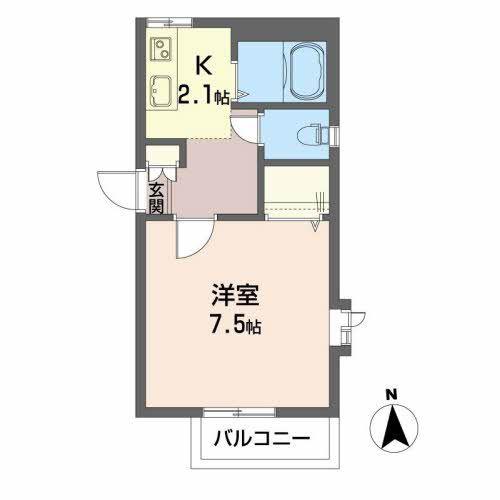 サラエム&エム(1K/2階)の間取り写真