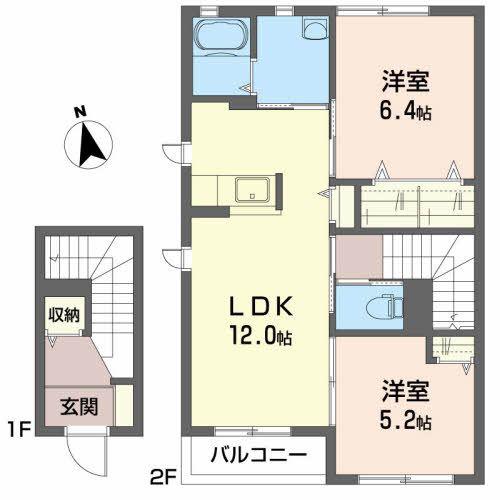メゾンドール(2LDK/2階)の間取り写真