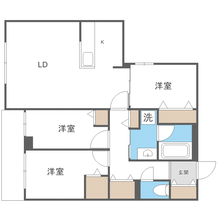 SーRESIDENCE東札幌BLING(3LDK/3階)の間取り写真
