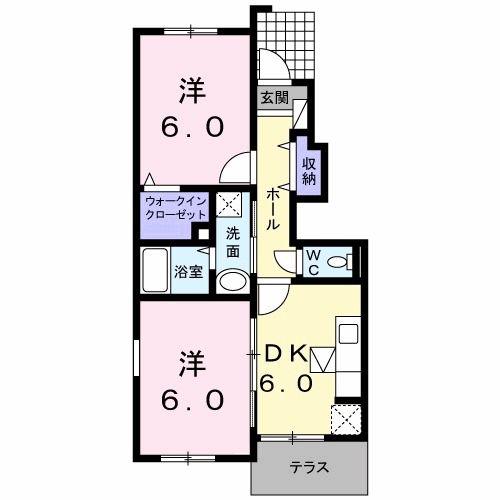 ベル フルーヴ B(2DK/1階)の間取り写真