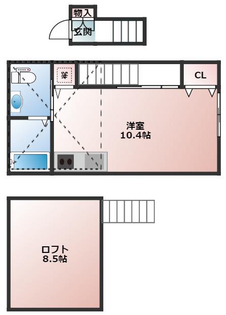 アップライン東府中(1LDK/2階)の間取り写真