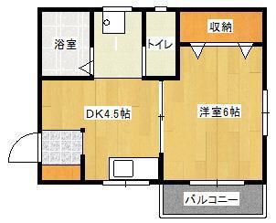 レジデンスみろく(1DK/3階)の間取り写真